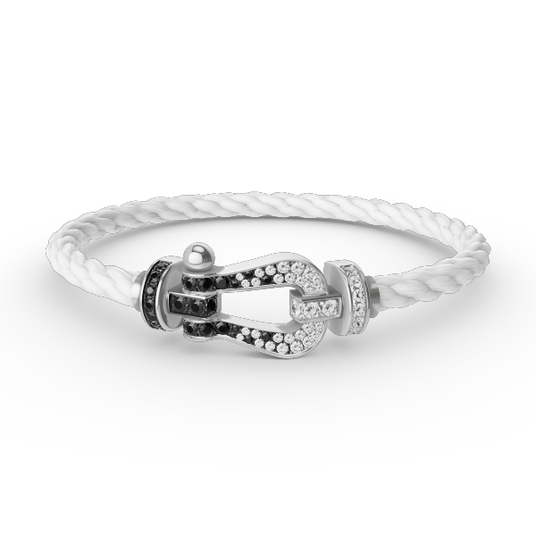 [Rani Jewelry]FORCE LARGE HORSESHOE BLACK WHITE DIAMOND BRACELET SILVER
