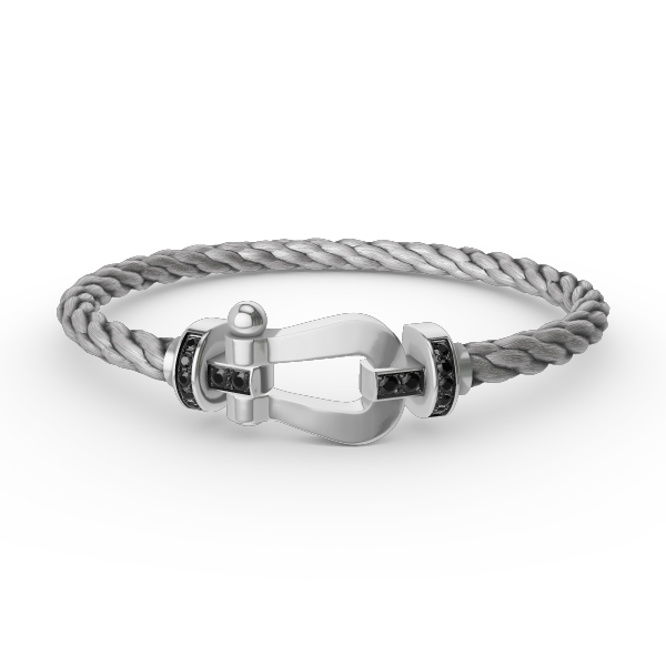 [Rani Jewelry]FORCE LARGE HORSESHOE BLACK DIAMOND BRACELET SILVER