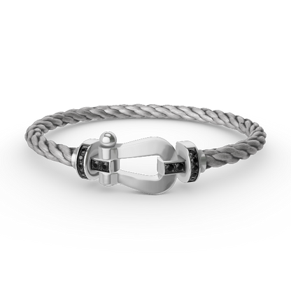 [Rani Jewelry]FORCE LARGE HORSESHOE BLACK DIAMOND BRACELET SILVER
