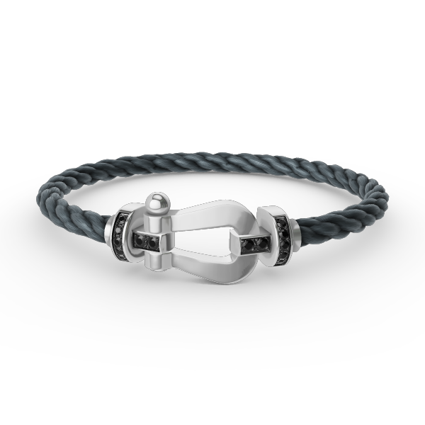 [Rani Jewelry]FORCE LARGE HORSESHOE BLACK DIAMOND BRACELET SILVER