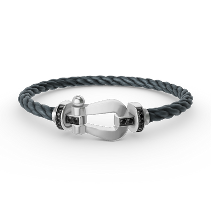 [Rani Jewelry]FORCE LARGE HORSESHOE BLACK DIAMOND BRACELET SILVER