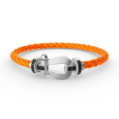 [Rani Jewelry]FORCE LARGE HORSESHOE BLACK DIAMOND BRACELET SILVER