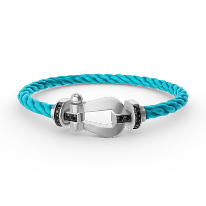 [Rani Jewelry]FORCE LARGE HORSESHOE BLACK DIAMOND BRACELET SILVER