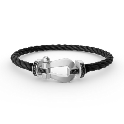 [Rani Jewelry]FORCE LARGE HORSESHOE BLACK DIAMOND BRACELET SILVER
