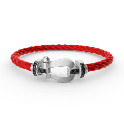 [Rani Jewelry]FORCE LARGE HORSESHOE BLACK DIAMOND BRACELET SILVER
