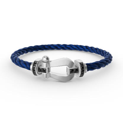[Rani Jewelry]FORCE LARGE HORSESHOE BLACK DIAMOND BRACELET SILVER