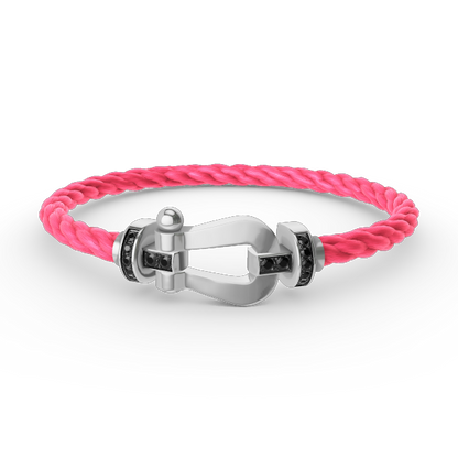 [Rani Jewelry]FORCE LARGE HORSESHOE BLACK DIAMOND BRACELET SILVER
