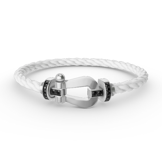 [Rani Jewelry]FORCE LARGE HORSESHOE BLACK DIAMOND BRACELET SILVER