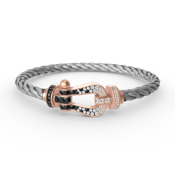 [Rani Jewelry]FORCE LARGE HORSESHOE BLACK WHITE DIAMOND BRACELET ROSE GOLD