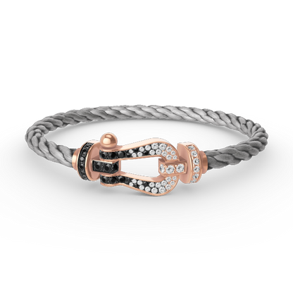 [Rani Jewelry]FORCE LARGE HORSESHOE BLACK WHITE DIAMOND BRACELET ROSE GOLD