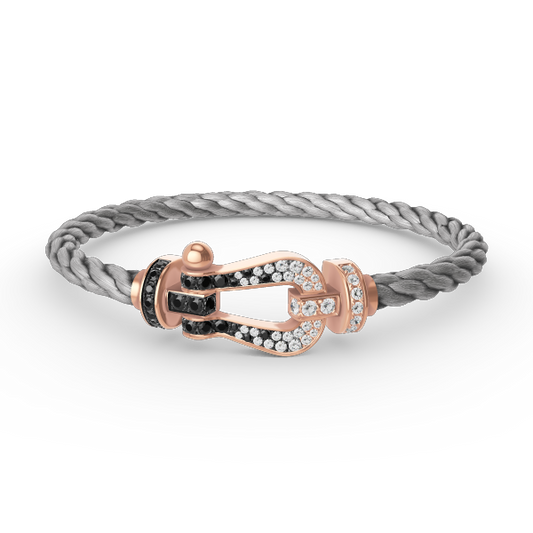 [Rani Jewelry]FORCE LARGE HORSESHOE BLACK WHITE DIAMOND BRACELET ROSE GOLD