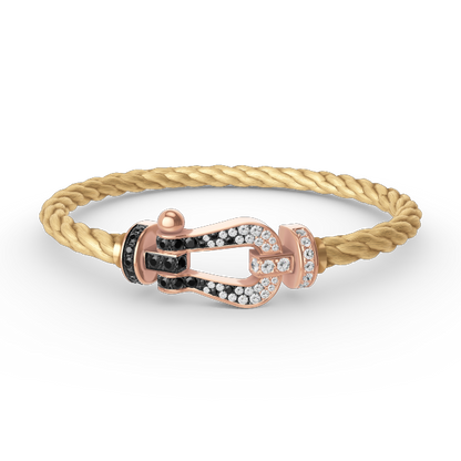 [Rani Jewelry]FORCE LARGE HORSESHOE BLACK WHITE DIAMOND BRACELET ROSE GOLD