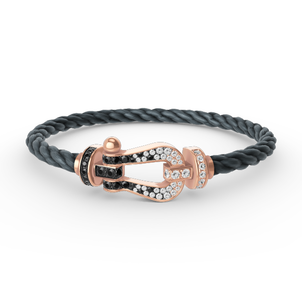 [Rani Jewelry]FORCE LARGE HORSESHOE BLACK WHITE DIAMOND BRACELET ROSE GOLD