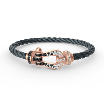 [Rani Jewelry]FORCE LARGE HORSESHOE BLACK WHITE DIAMOND BRACELET ROSE GOLD