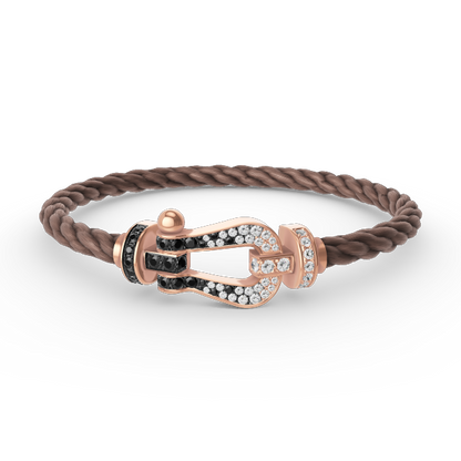[Rani Jewelry]FORCE LARGE HORSESHOE BLACK WHITE DIAMOND BRACELET ROSE GOLD
