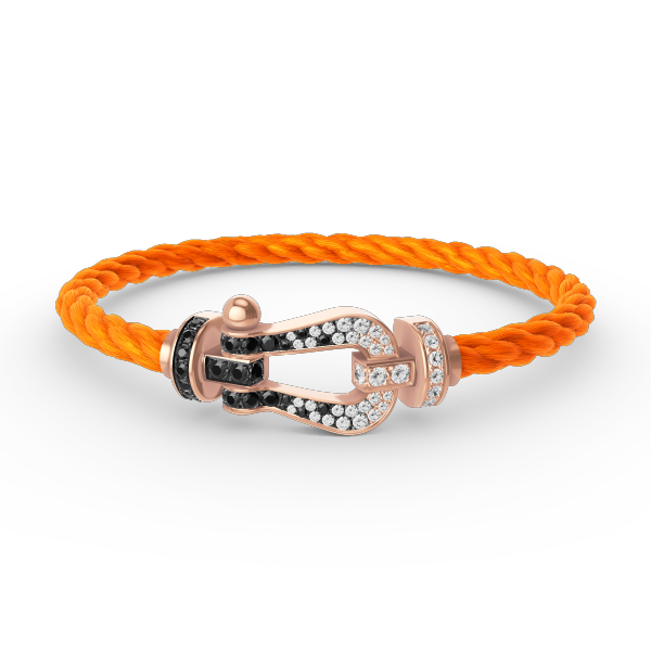 [Rani Jewelry]FORCE LARGE HORSESHOE BLACK WHITE DIAMOND BRACELET ROSE GOLD