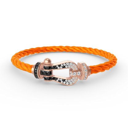 [Rani Jewelry]FORCE LARGE HORSESHOE BLACK WHITE DIAMOND BRACELET ROSE GOLD