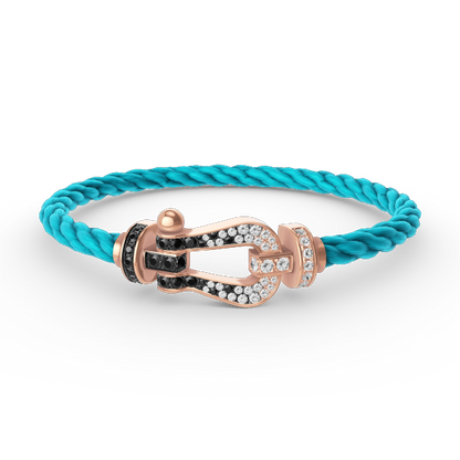 [Rani Jewelry]FORCE LARGE HORSESHOE BLACK WHITE DIAMOND BRACELET ROSE GOLD