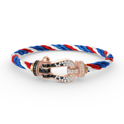 [Rani Jewelry]FORCE LARGE HORSESHOE BLACK WHITE DIAMOND BRACELET ROSE GOLD