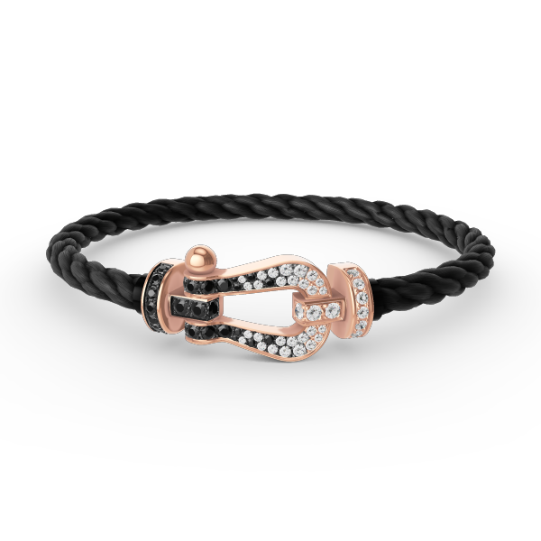 [Rani Jewelry]FORCE LARGE HORSESHOE BLACK WHITE DIAMOND BRACELET ROSE GOLD