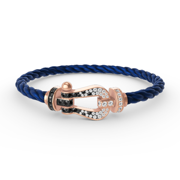 [Rani Jewelry]FORCE LARGE HORSESHOE BLACK WHITE DIAMOND BRACELET ROSE GOLD