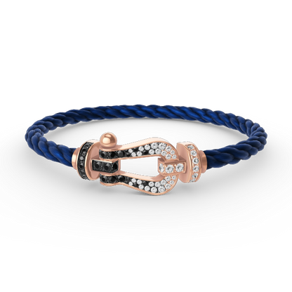 [Rani Jewelry]FORCE LARGE HORSESHOE BLACK WHITE DIAMOND BRACELET ROSE GOLD