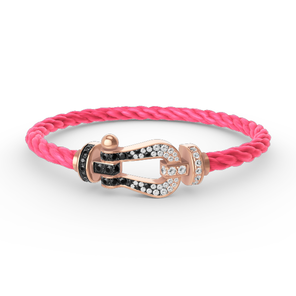 [Rani Jewelry]FORCE LARGE HORSESHOE BLACK WHITE DIAMOND BRACELET ROSE GOLD