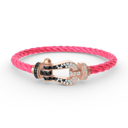 [Rani Jewelry]FORCE LARGE HORSESHOE BLACK WHITE DIAMOND BRACELET ROSE GOLD