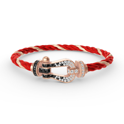 [Rani Jewelry]FORCE LARGE HORSESHOE BLACK WHITE DIAMOND BRACELET ROSE GOLD