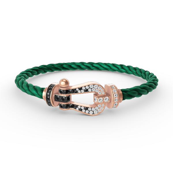 [Rani Jewelry]FORCE LARGE HORSESHOE BLACK WHITE DIAMOND BRACELET ROSE GOLD