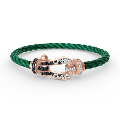 [Rani Jewelry]FORCE LARGE HORSESHOE BLACK WHITE DIAMOND BRACELET ROSE GOLD