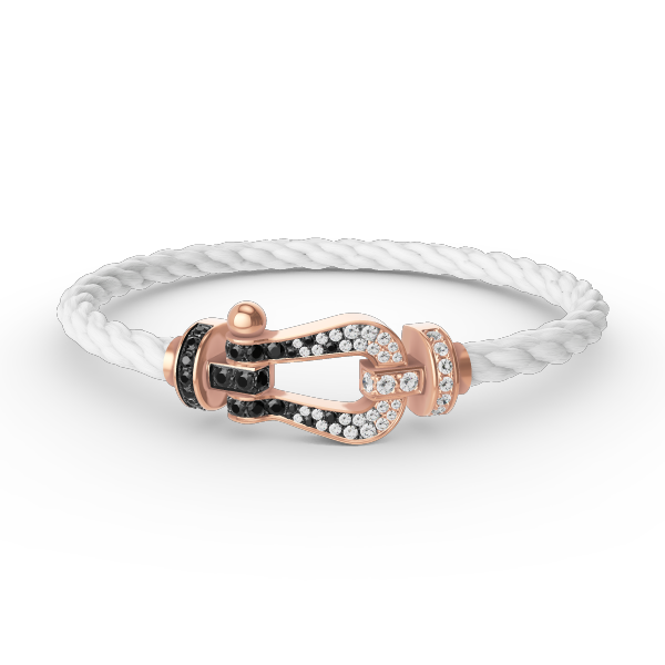 [Rani Jewelry]FORCE LARGE HORSESHOE BLACK WHITE DIAMOND BRACELET ROSE GOLD