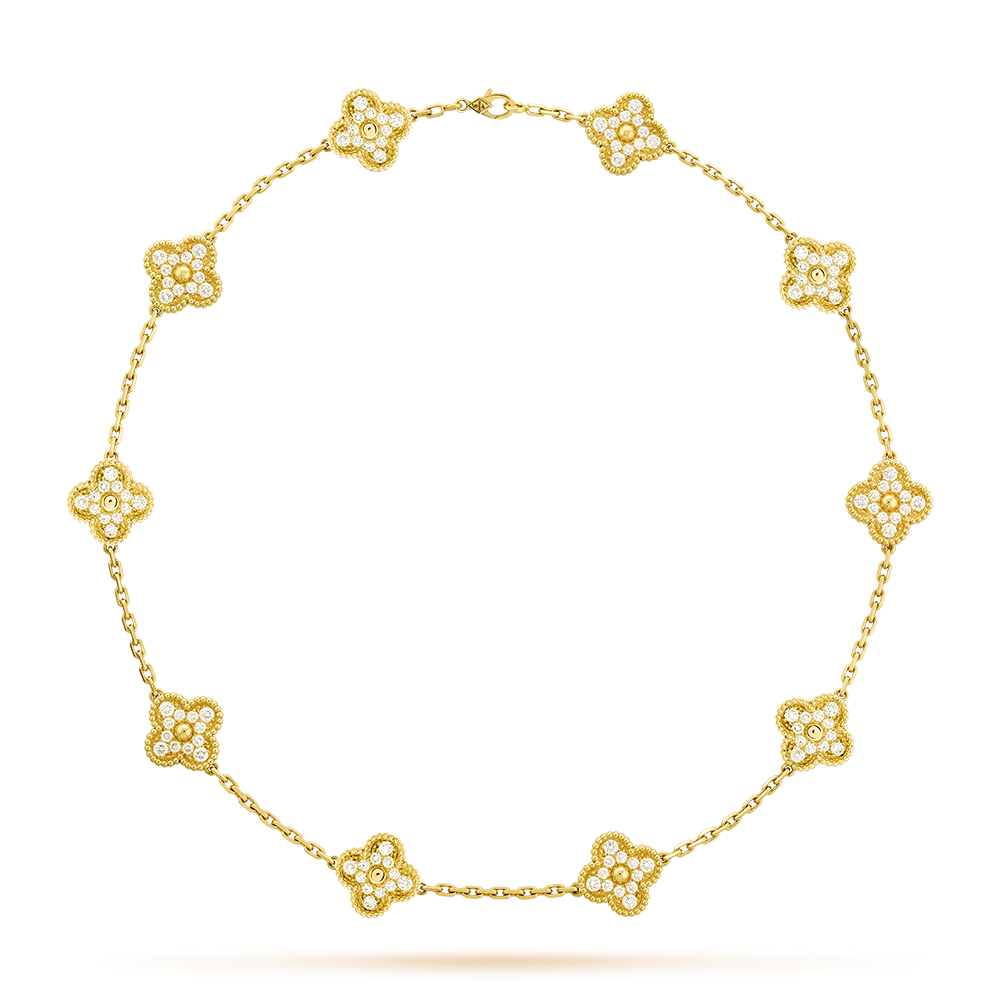 [Rani Jewelry]CLOVER 10 MOTIFS DIAMOND NECKLACE