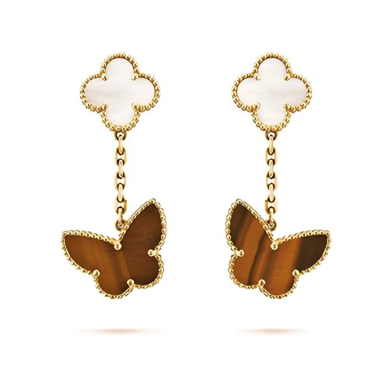 [Rani Jewelry]BUTTERFLY 2 MOTIF TIGER EYE MOP EARRINGS