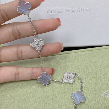 [Rani Jewelry] CLOVER 5 MOTIF PURPLE CHALCEDONY BRACELET COLLECTION