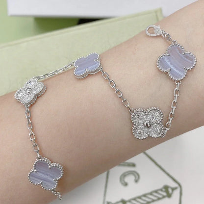 [Rani Jewelry] CLOVER 5 MOTIF PURPLE CHALCEDONY BRACELET COLLECTION