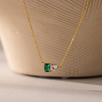 Toi et Moi Emerald Birthstone Necklace