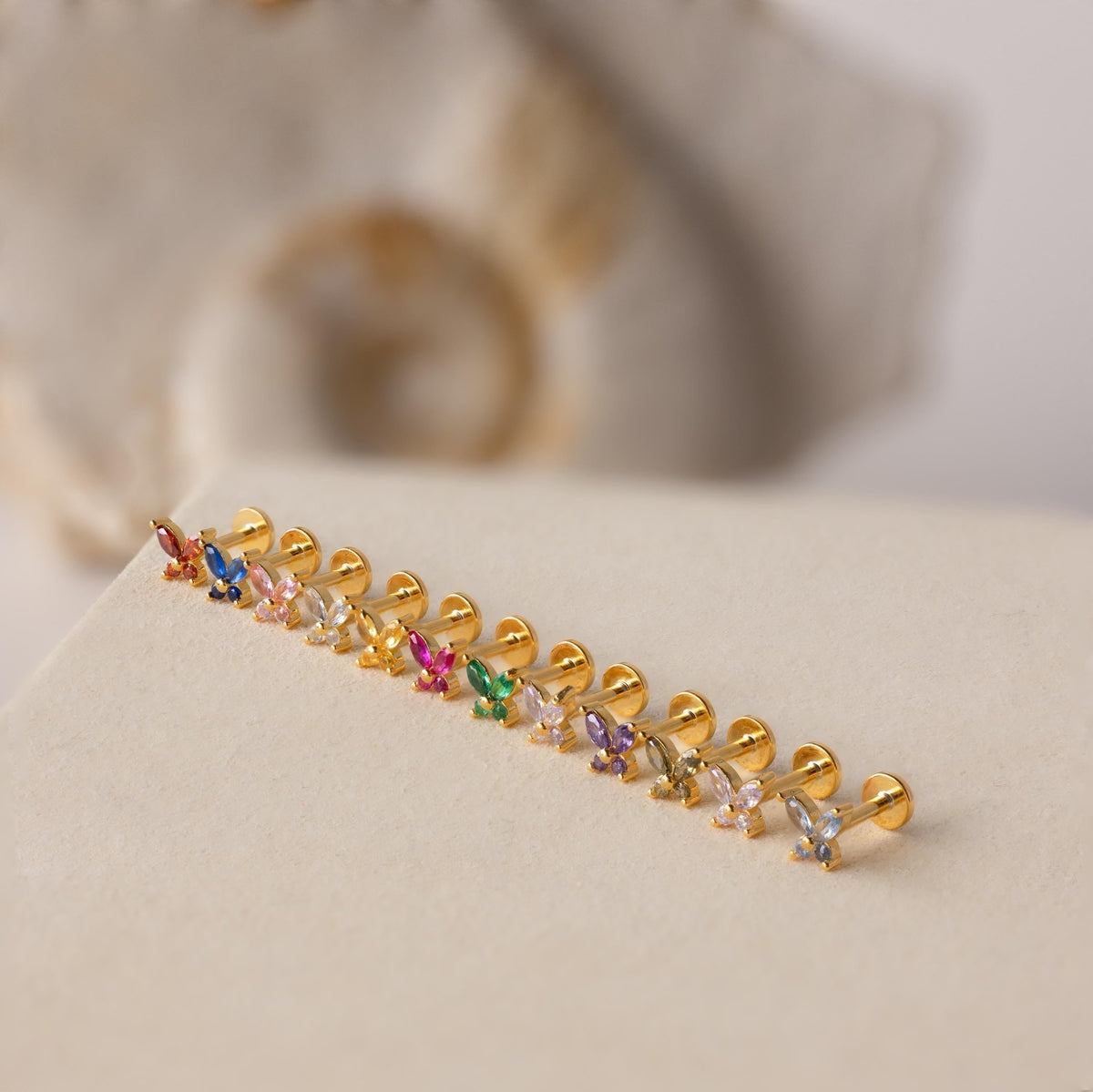 Butterfly Birthstone Flatback Studs