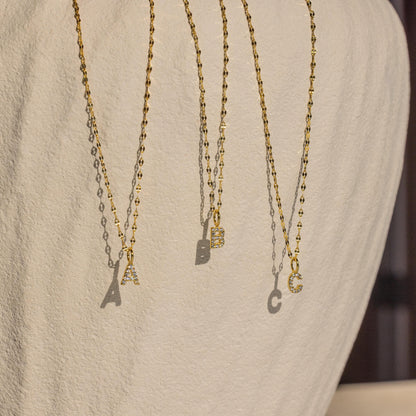 Dainty Pave Letter Necklace