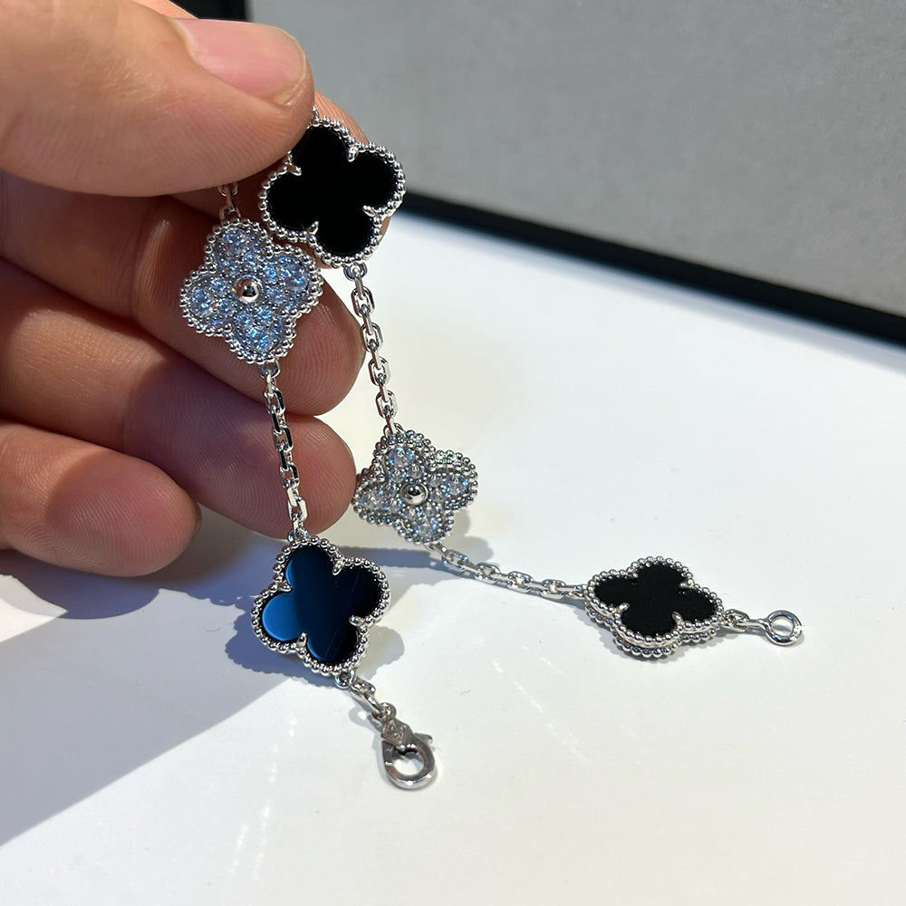 [Rani Jewelry] CLOVER 5 MOTIF ONYXS BRACELET COLLECTION