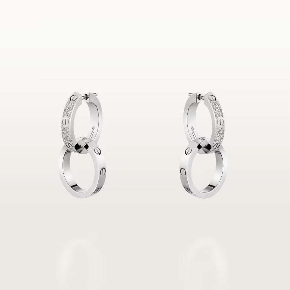 [Rani Jewelry] LOVE 3.3MM DANGLE HALF DIAMOND EARRINGS
