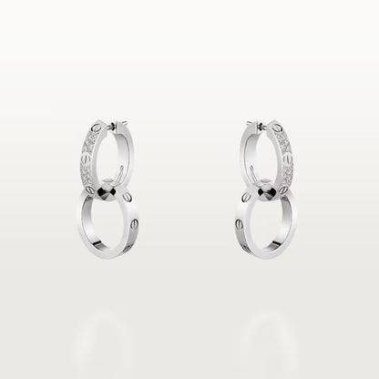 [Rani Jewelry] LOVE 3.3MM DANGLE HALF DIAMOND EARRINGS
