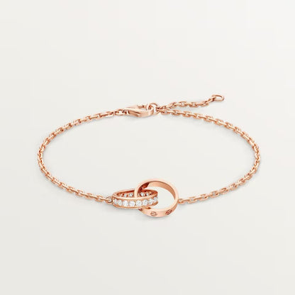 [Rani Jewelry] LOVE DOUBLE RING HALF DIAMOND BRACELET
