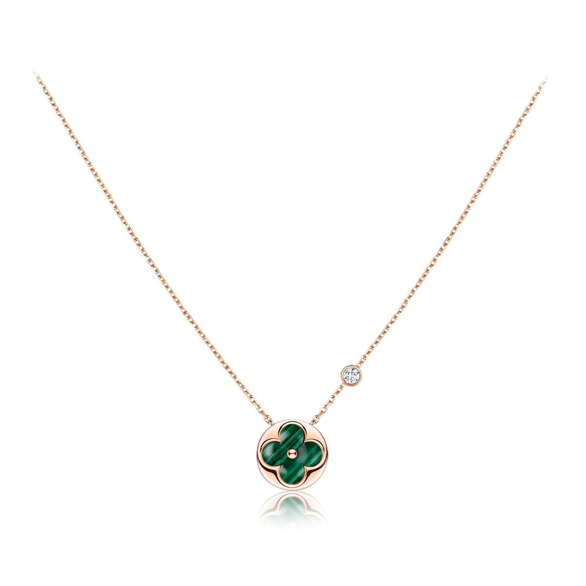 [Rani Jewelry]SUN PEDANT PINK GOLD 1 DIAMOND NECKLACE