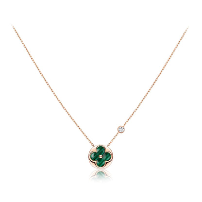 [Rani Jewelry]SUN PEDANT PINK GOLD 1 DIAMOND NECKLACE