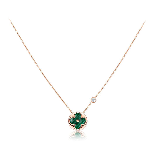 [Rani Jewelry]SUN PEDANT PINK GOLD 1 DIAMOND NECKLACE