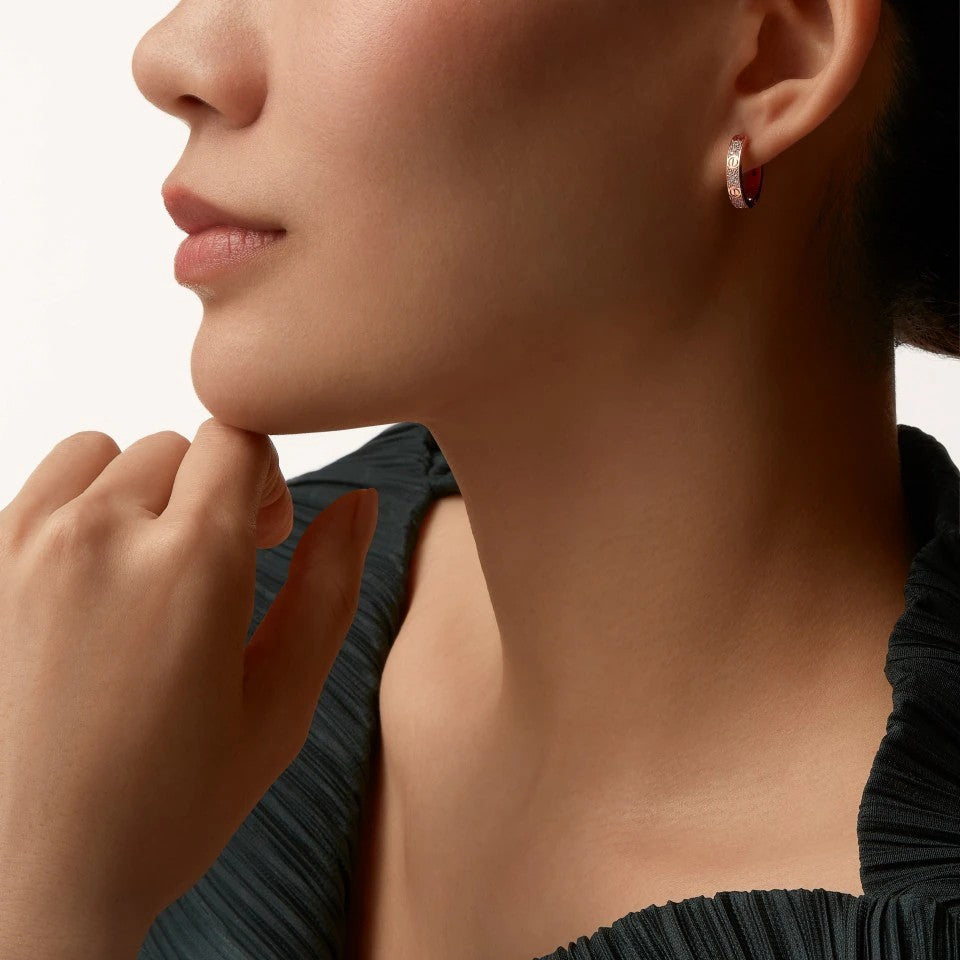 [Rani Jewelry] LOVE 3.3MM DANGLE HALF DIAMOND EARRINGS
