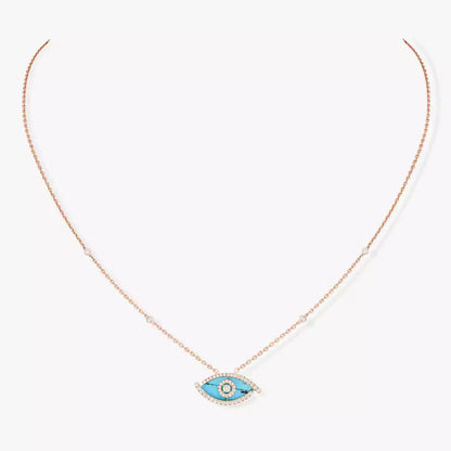 [Rani Jewelry]Lucky Eye Diamond Necklace in Rose Gold and Turquoise