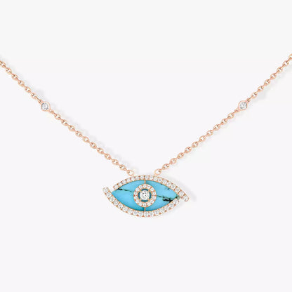 [Rani Jewelry]Lucky Eye Diamond Necklace in Rose Gold and Turquoise