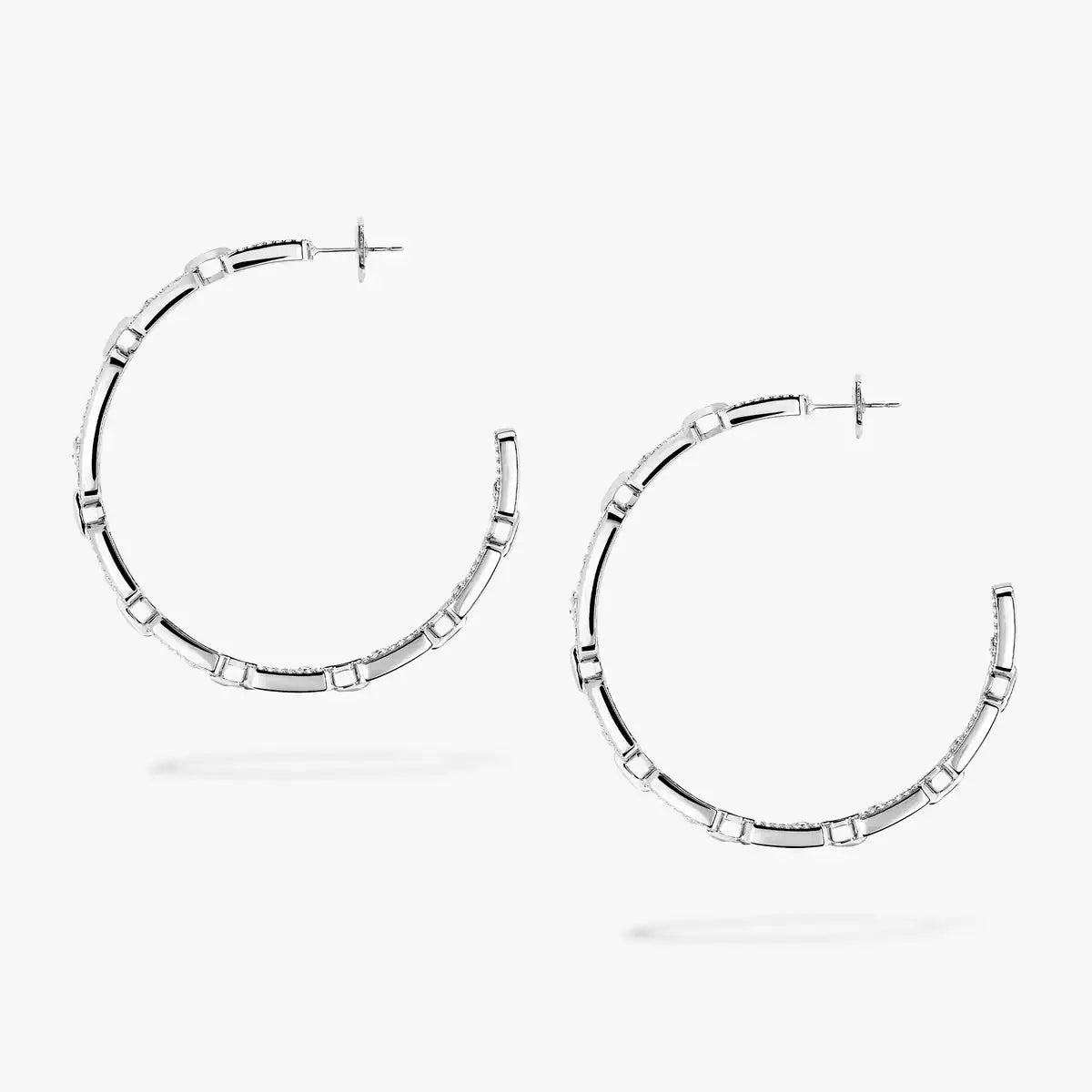 [[Rani Jewelry]Move Link Diamond Hoop Earrings